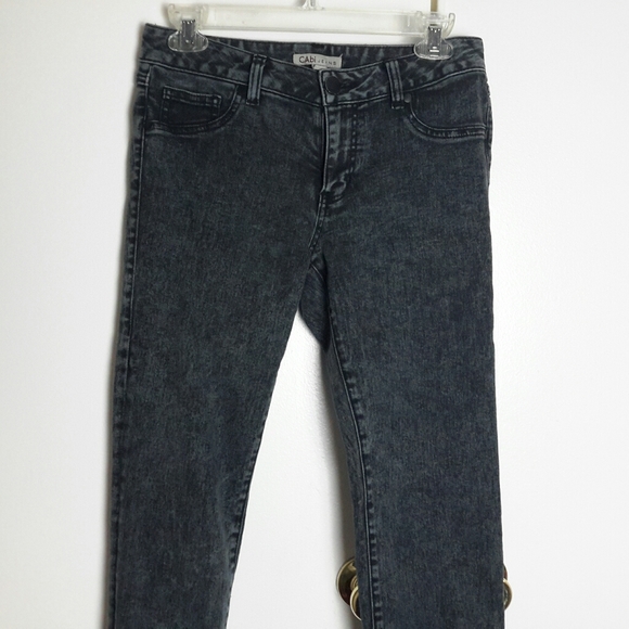 Cabi Jean Slim Skinny Gray Acid Faux Front  Pkts 4 - Picture 2 of 7